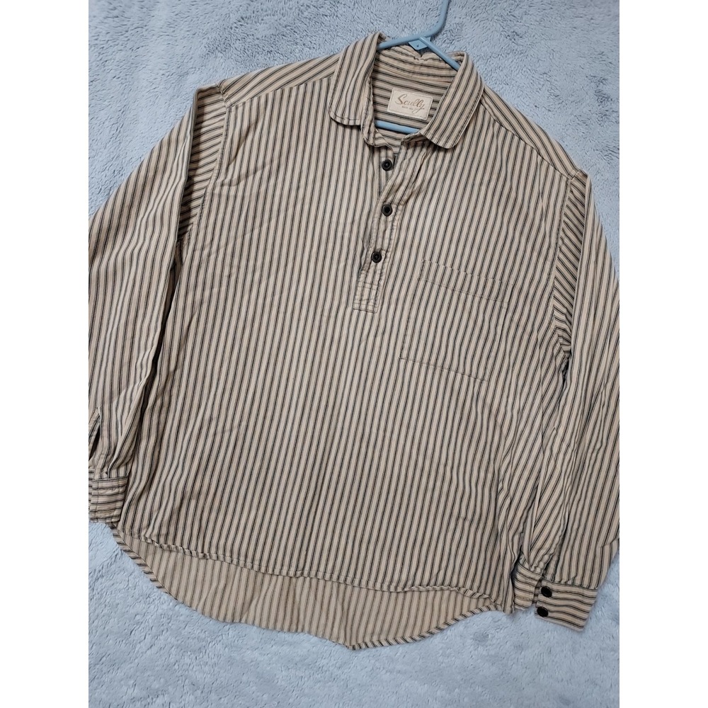 Scully Shirt Men XL Grandfather Frontier Western Cowboy Tan Green Old West Retro